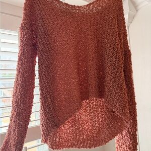 SHEIN Women's Textured Sweater in Rich Rust